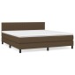 vidaXL Κρεβάτι Boxspring με Στρώμα Σκούρο Καφέ 180x200 εκ Υφασμάτινο