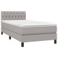 vidaXL Κρεβάτι Boxspring με Στρώμα Ανοιχτό Γκρι 90x190 εκ. Υφασμάτινο