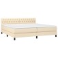 vidaXL Κρεβάτι Boxspring με Στρώμα Κρεμ 200x200 εκ. Υφασμάτινο