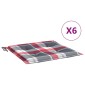 vidaXL Μαξιλάρια Καρέκλας 6τεμ Κόκκινο Καρό 40x40x3εκ. Ύφασμα Oxford