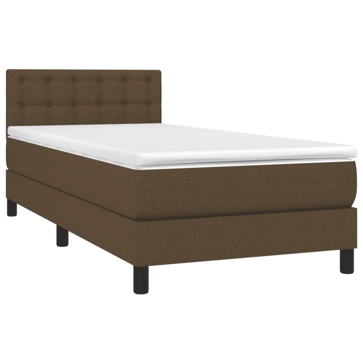 vidaXL Κρεβάτι Boxspring με Στρώμα Σκούρο Καφέ 90x190 εκ. Υφασμάτινο
