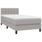 vidaXL Κρεβάτι Boxspring με Στρώμα Ανοιχτό Γκρι 90x200 εκ. Υφασμάτινο