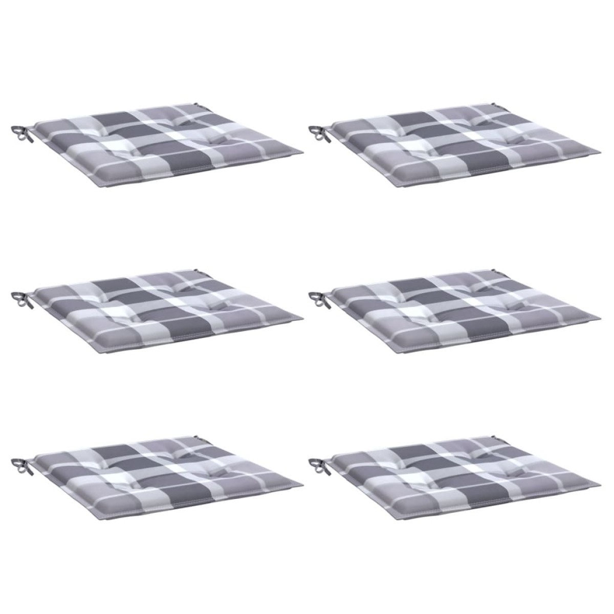 vidaXL Μαξιλάρια Καρέκλας 6τεμ Γκρι Καρό 40x40x3εκ. Ύφασμα Oxford