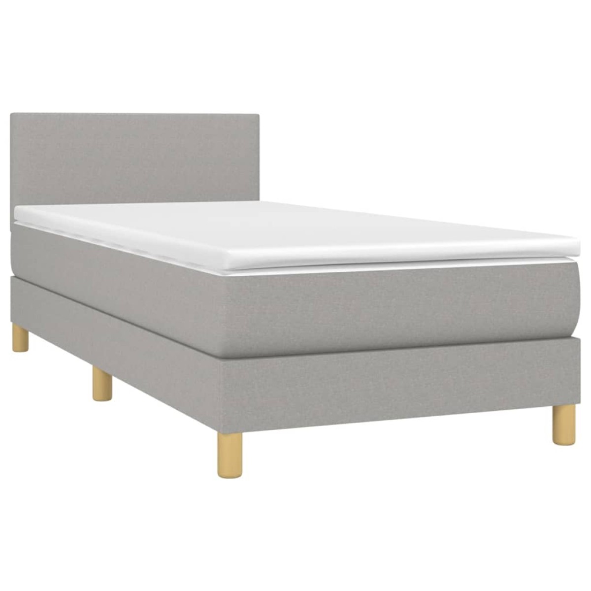 vidaXL Κρεβάτι Boxspring με Στρώμα Ανοιχτό Γκρι 90x200 εκ. Υφασμάτινο