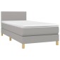 vidaXL Κρεβάτι Boxspring με Στρώμα Ανοιχτό Γκρι 90x200 εκ. Υφασμάτινο
