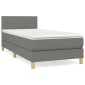 vidaXL Κρεβάτι Boxspring με Στρώμα Σκούρο Γκρι 90x200 εκ. Υφασμάτινο