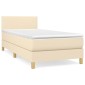 vidaXL Κρεβάτι Boxspring με Στρώμα Κρεμ 90x200 εκ.Υφασμάτινο