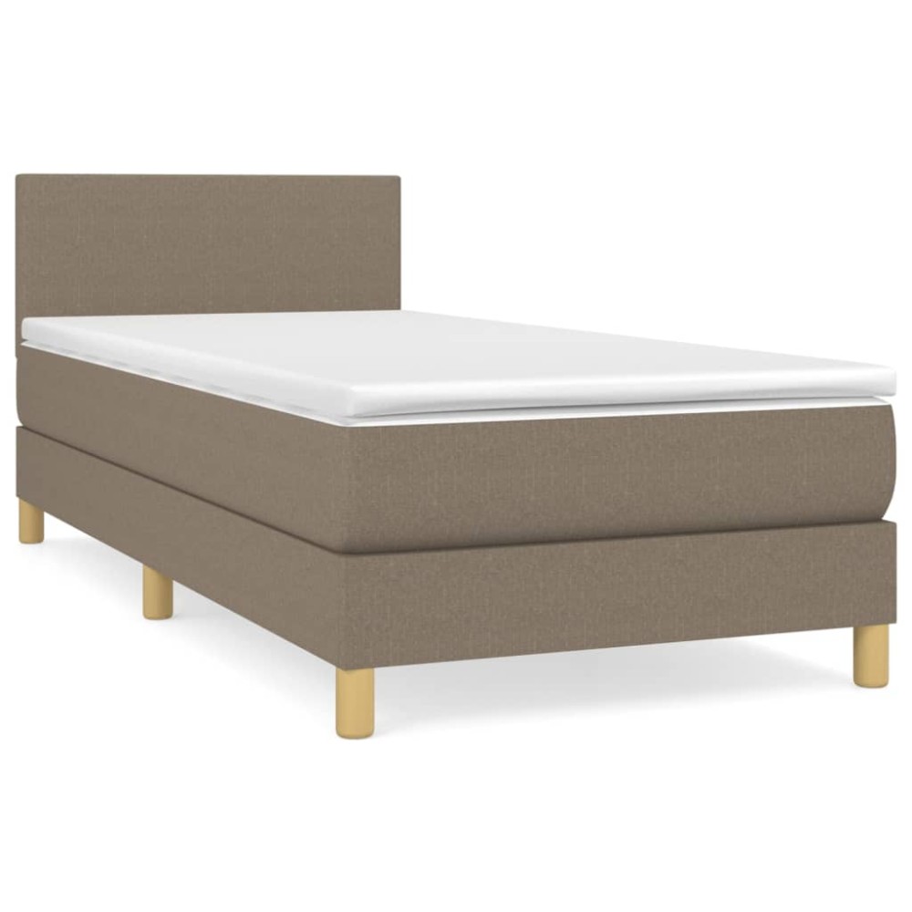 vidaXL Κρεβάτι Boxspring με Στρώμα Taupe 100 x 200 εκ. Υφασμάτινο