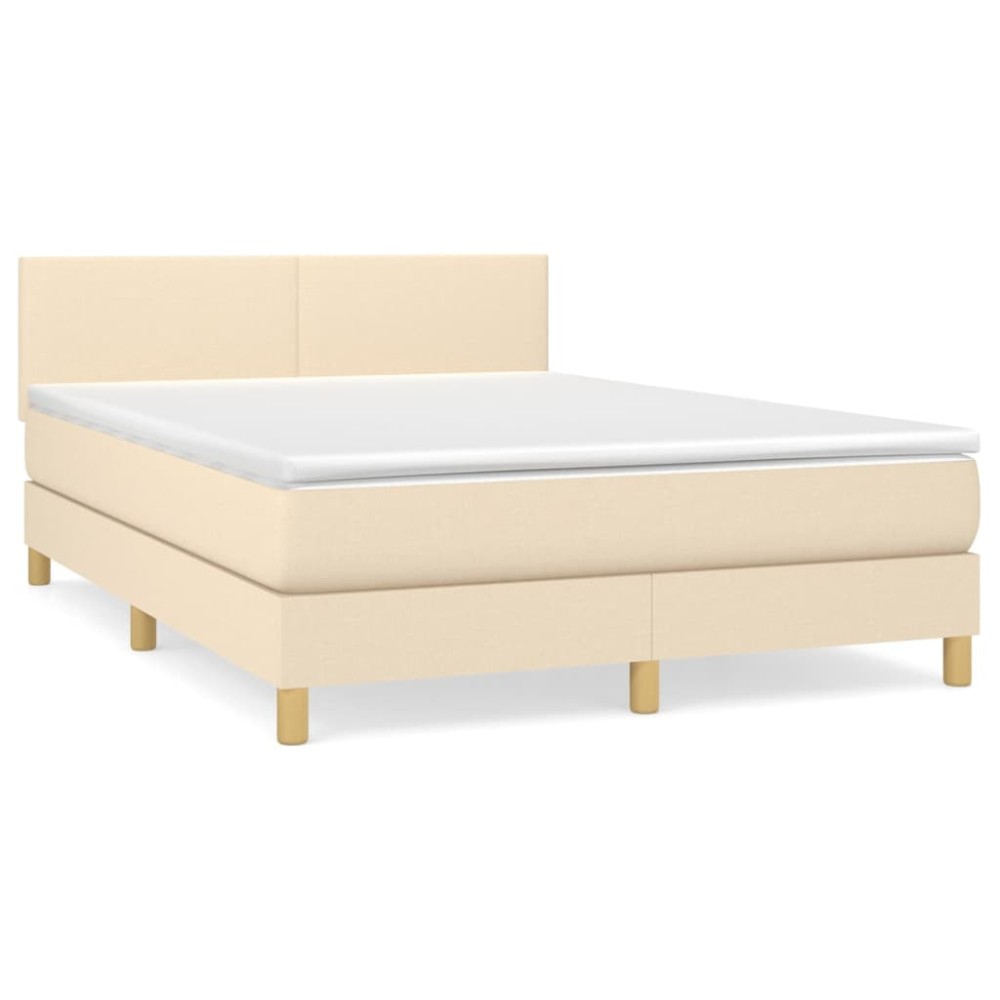 vidaXL Κρεβάτι Boxspring με Στρώμα Κρεμ 140x200 εκ. Υφασμάτινο