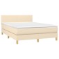 vidaXL Κρεβάτι Boxspring με Στρώμα Κρεμ 140x200 εκ. Υφασμάτινο
