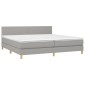 vidaXL Κρεβάτι Boxspring με Στρώμα Ανοιχτό Γκρι 200x200 εκ. Υφασμάτινο