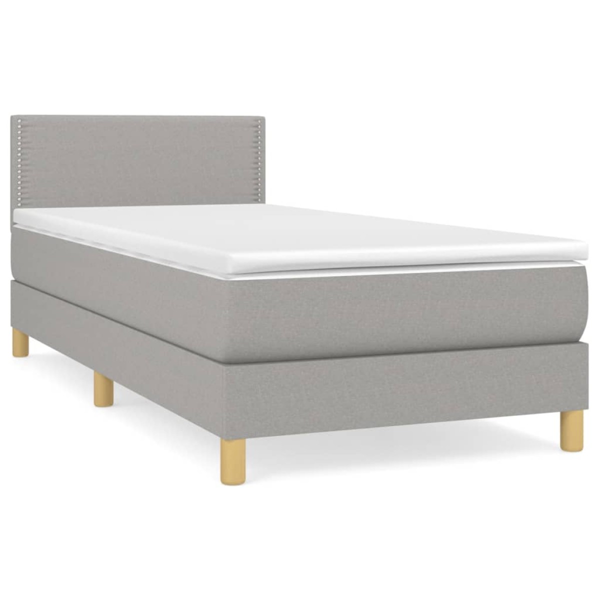vidaXL Κρεβάτι Boxspring με Στρώμα Ανοιχτό Γκρι 90x190 εκ. Υφασμάτινο