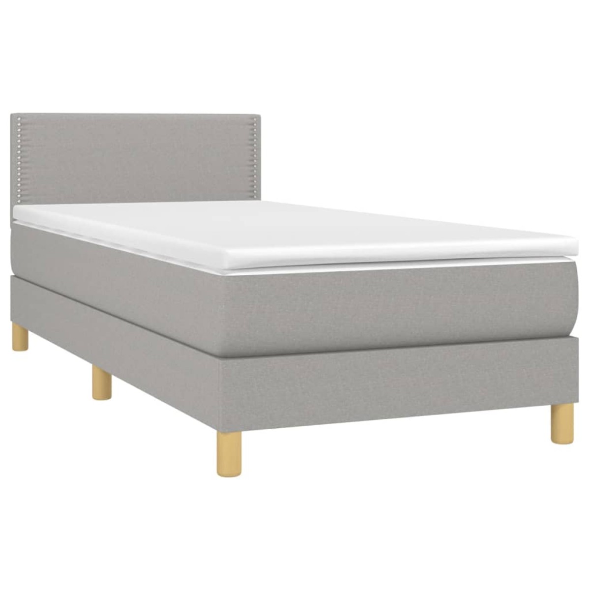 vidaXL Κρεβάτι Boxspring με Στρώμα Ανοιχτό Γκρι 90x190 εκ. Υφασμάτινο