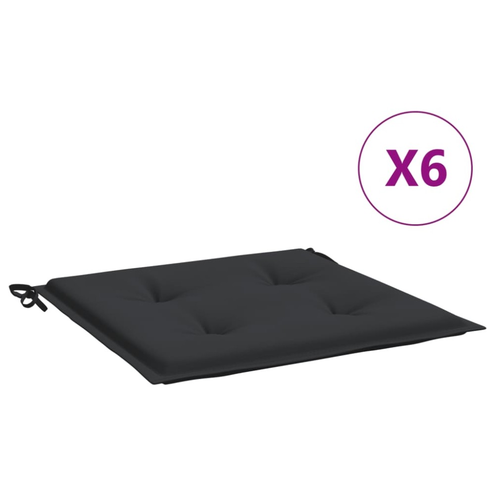 vidaXL Μαξιλάρια Καρέκλας Κήπου 6 τεμ. Μαύρα 50x50x4 εκ. Oxford Ύφασμα
