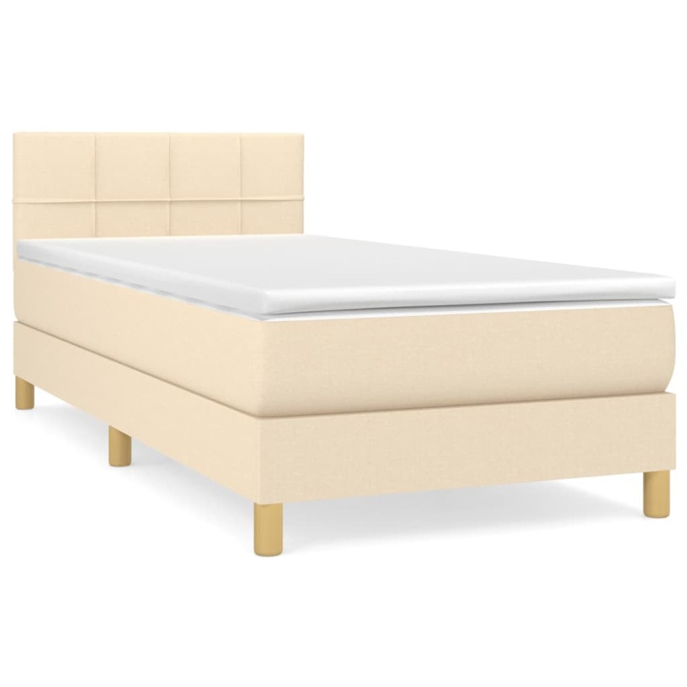 vidaXL Κρεβάτι Boxspring με Στρώμα Κρεμ 80 x 200 εκ. Υφασμάτινο