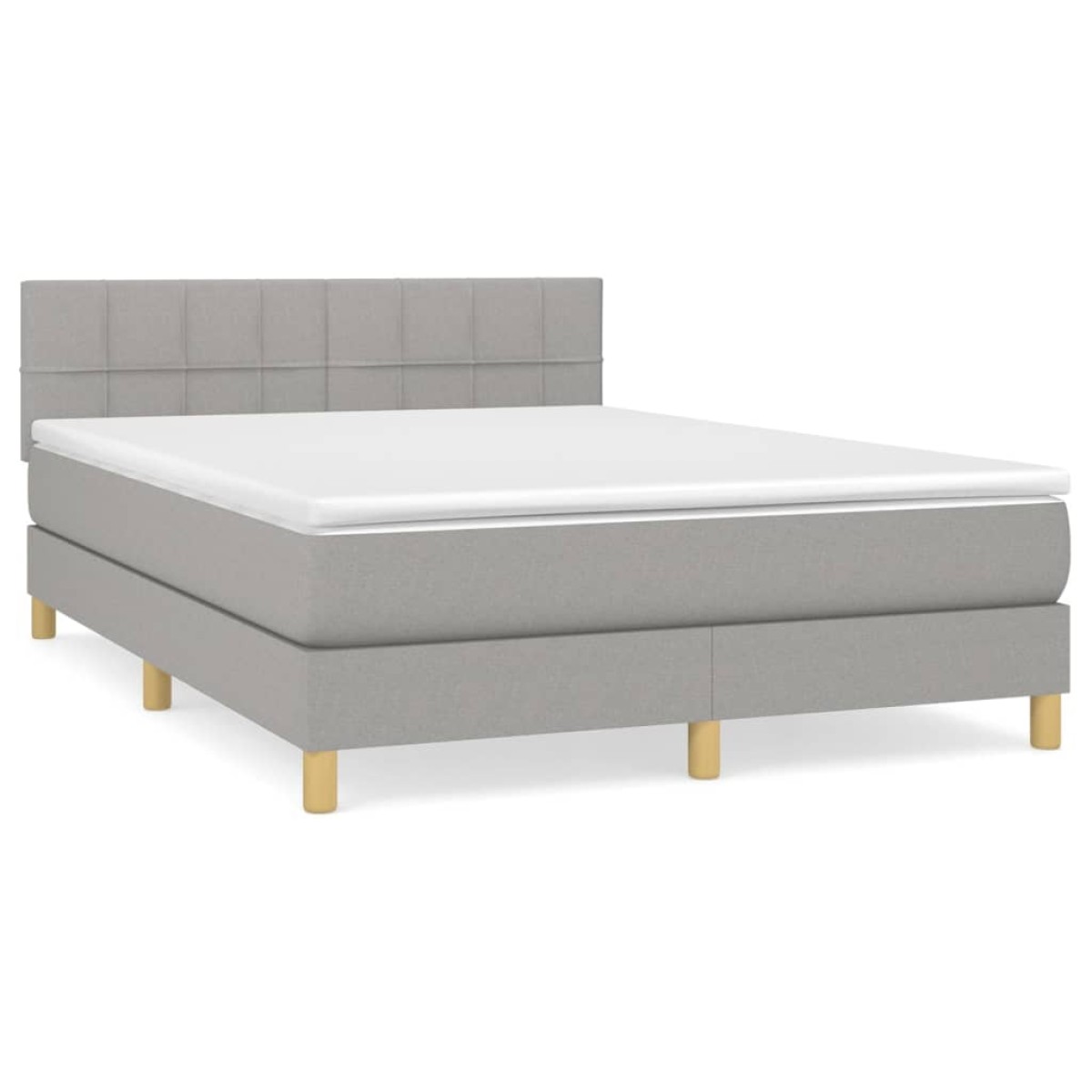 vidaXL Κρεβάτι Boxspring με Στρώμα Ανοιχτό Γκρι 140x190 εκ. Υφασμάτινο