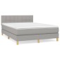 vidaXL Κρεβάτι Boxspring με Στρώμα Ανοιχτό Γκρι 140x190 εκ. Υφασμάτινο