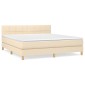 vidaXL Κρεβάτι Boxspring με Στρώμα Κρεμ 180x200 εκ. Υφασμάτινο