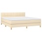 vidaXL Κρεβάτι Boxspring με Στρώμα Κρεμ 180x200 εκ. Υφασμάτινο