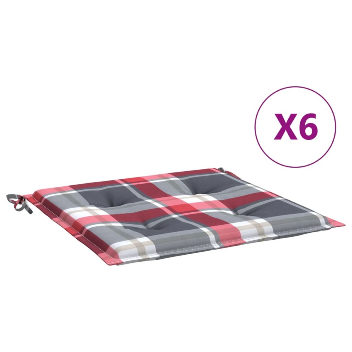 vidaXL Μαξιλάρια Καρέκλας 6τεμ Κόκκινο Καρό 50x50x3εκ. Ύφασμα Oxford