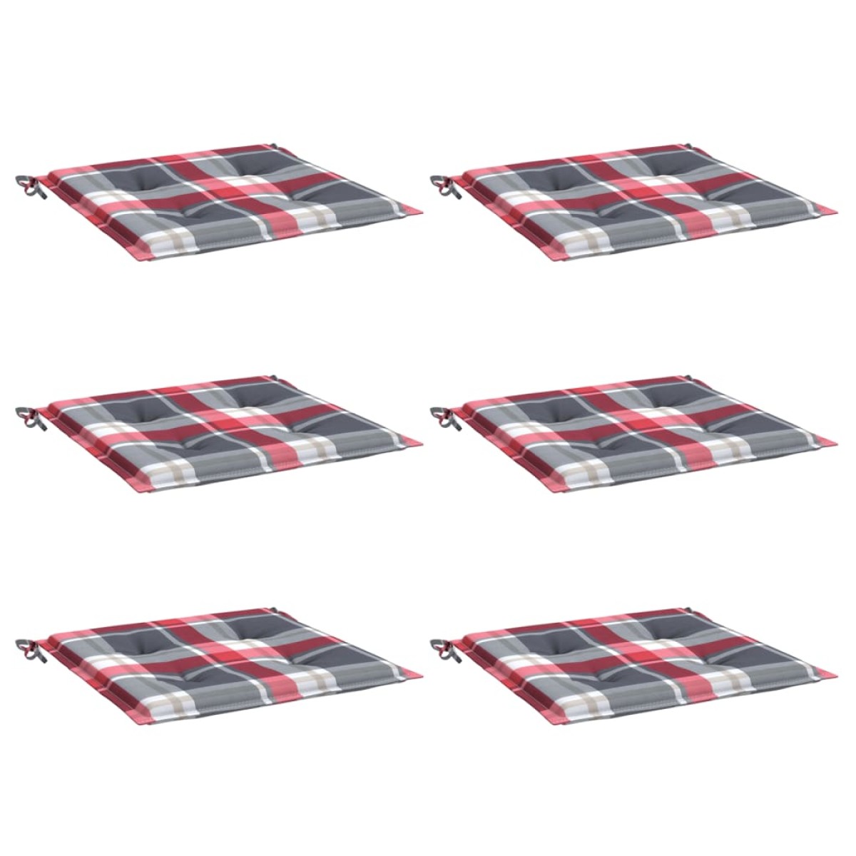 vidaXL Μαξιλάρια Καρέκλας 6τεμ Κόκκινο Καρό 50x50x3εκ. Ύφασμα Oxford