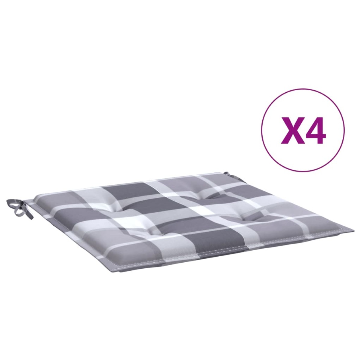 vidaXL Μαξιλάρια Καρέκλας 4τεμ Γκρι Καρό 50x50x3εκ. Ύφασμα Oxford