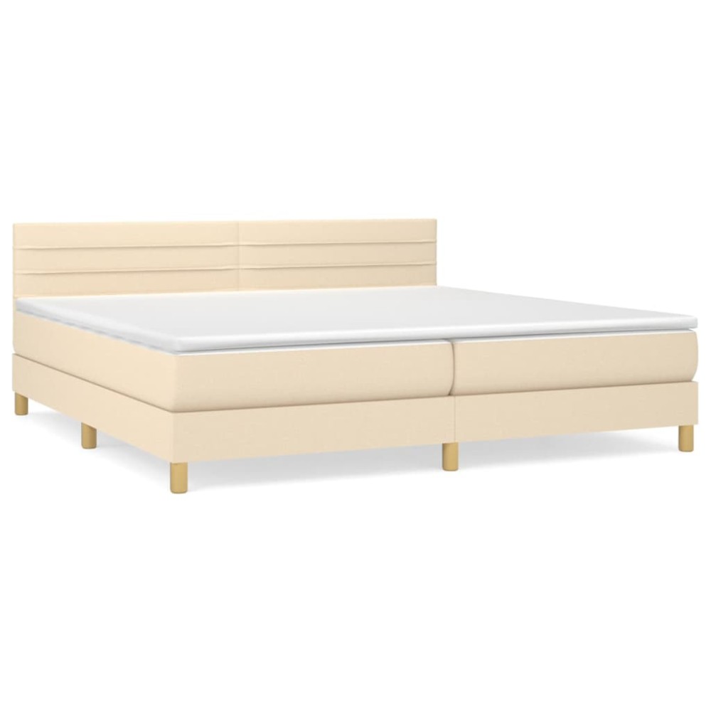 vidaXL Κρεβάτι Boxspring με Στρώμα Κρεμ 200x200 εκ. Υφασμάτινο