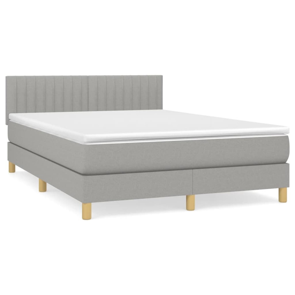 vidaXL Κρεβάτι Boxspring με Στρώμα Ανοιχτό Γκρι 140x190 εκ. Υφασμάτινο