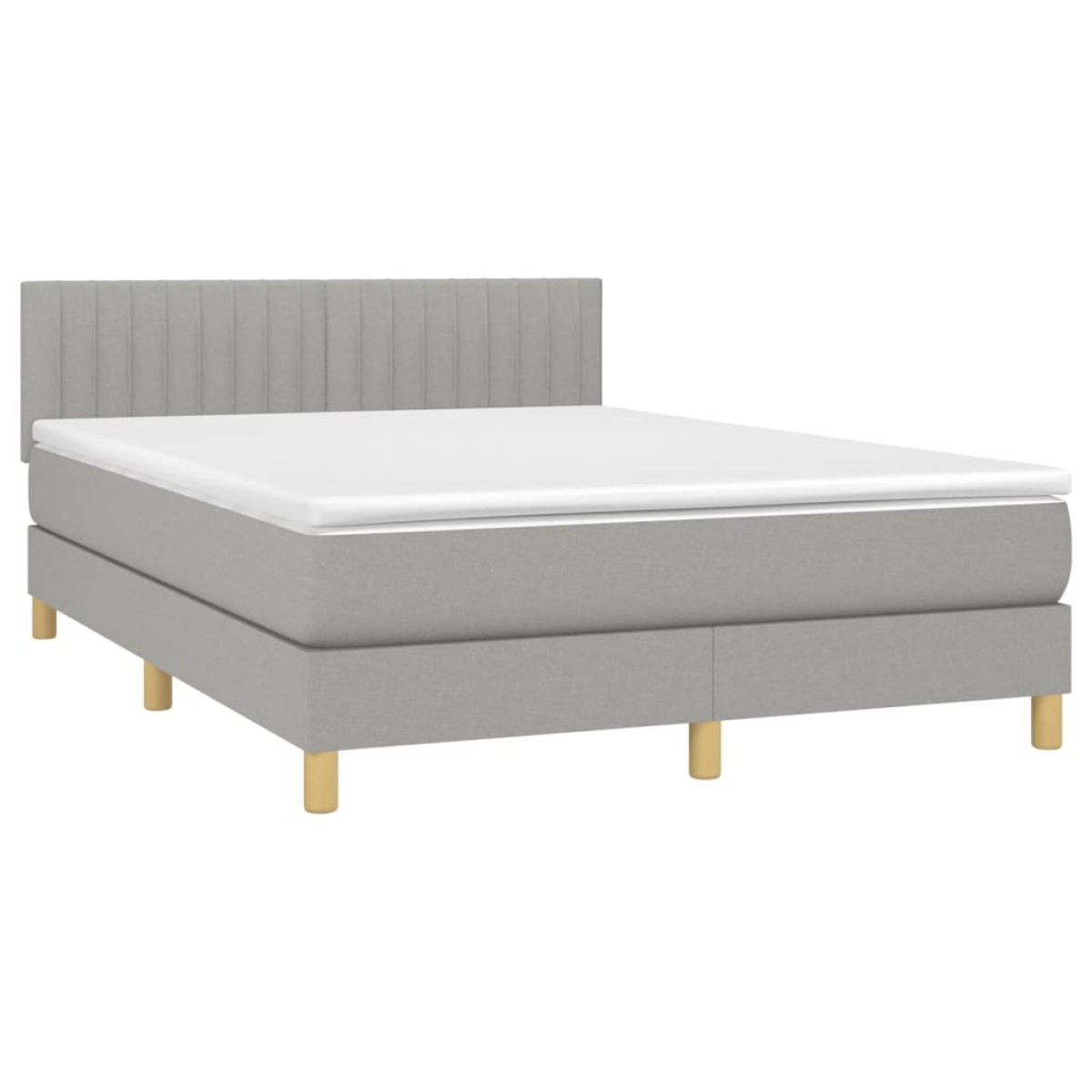 vidaXL Κρεβάτι Boxspring με Στρώμα Ανοιχτό Γκρι 140x190 εκ. Υφασμάτινο