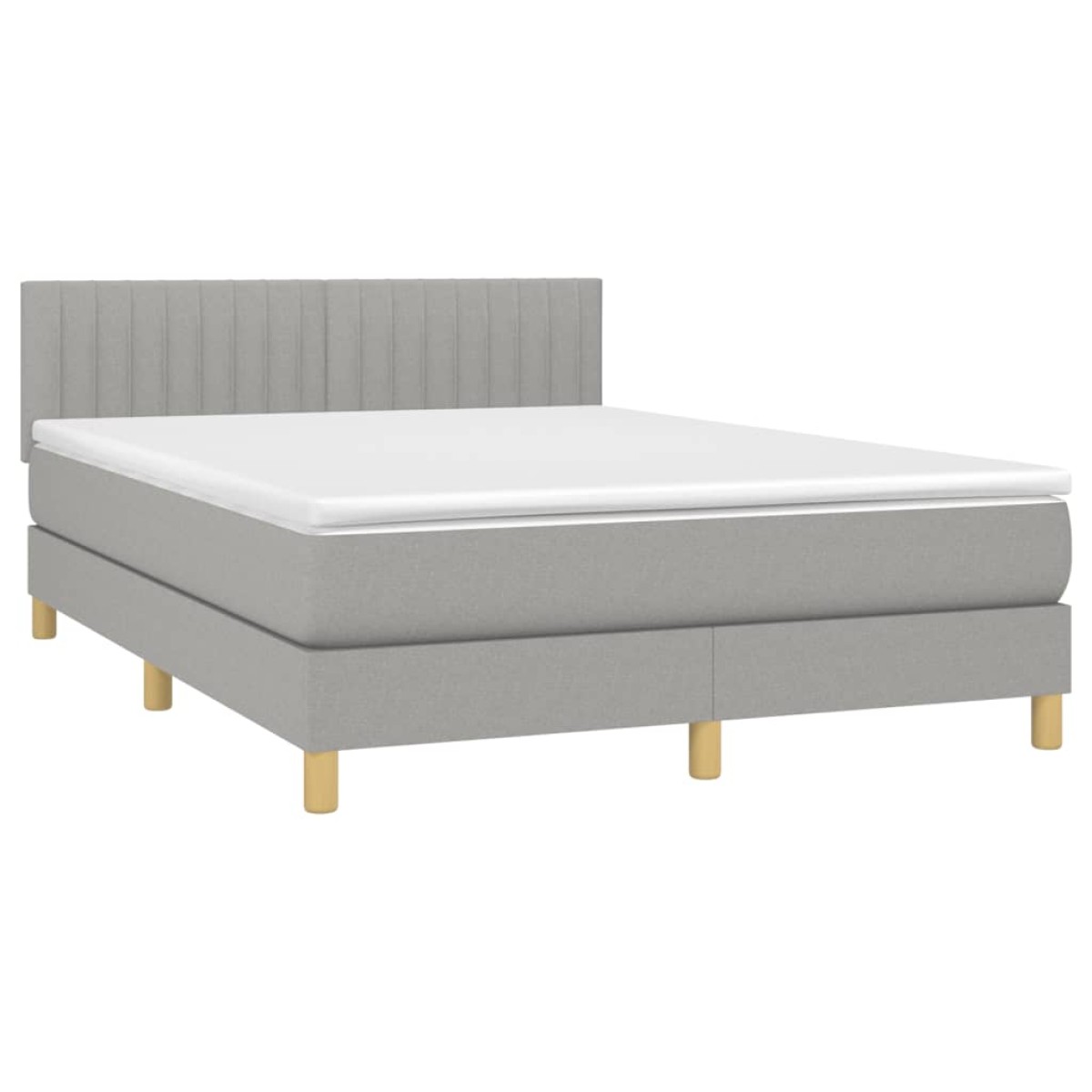 vidaXL Κρεβάτι Boxspring με Στρώμα Ανοιχτό Γκρι 140x200 εκ. Υφασμάτινο
