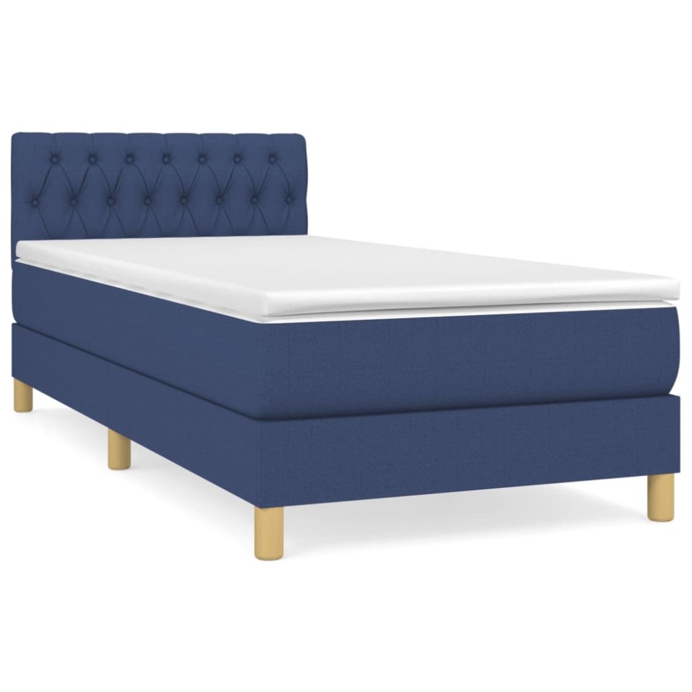 vidaXL Κρεβάτι Boxspring με Στρώμα Μπλε 80x200 εκ. Υφασμάτινο