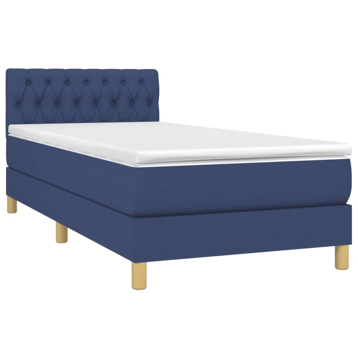 vidaXL Κρεβάτι Boxspring με Στρώμα Μπλε 90x190 εκ.Υφασμάτινο