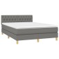 vidaXL Κρεβάτι Boxspring με Στρώμα Σκούρο Γκρι 140x190 εκ. Υφασμάτινο
