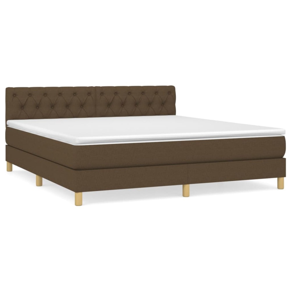 vidaXL Κρεβάτι Boxspring με Στρώμα Σκούρο Καφέ 160x200 εκ Υφασμάτινο