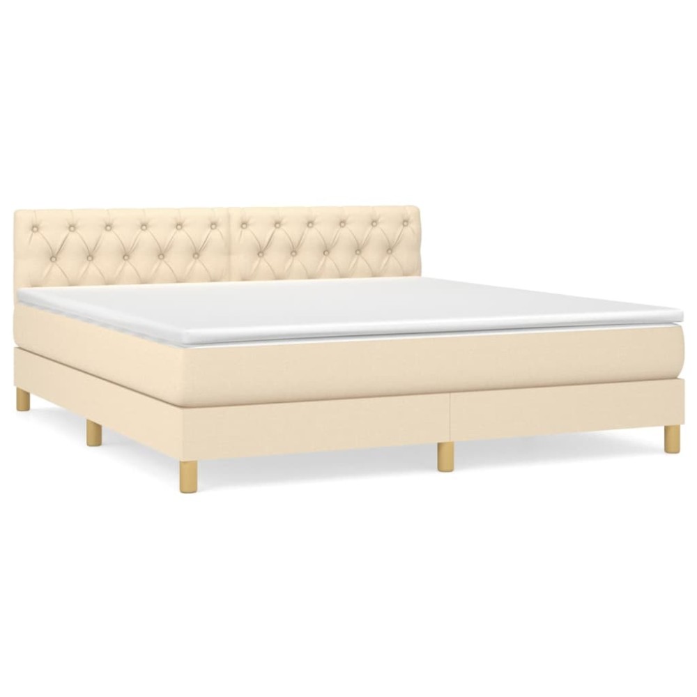 vidaXL Κρεβάτι Boxspring με Στρώμα Κρεμ 160x200 εκ. Υφασμάτινο