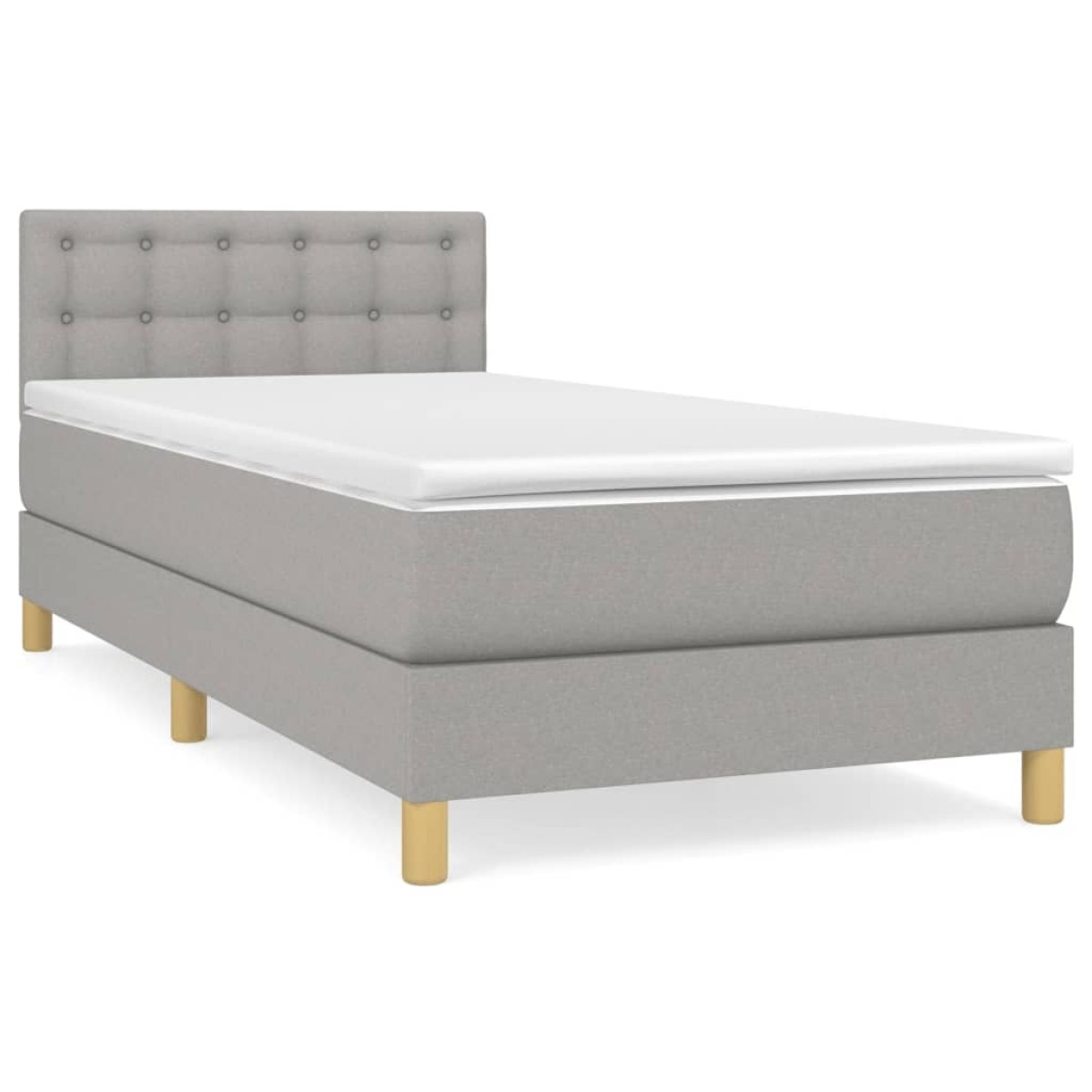 vidaXL Κρεβάτι Boxspring με Στρώμα Ανοιχτό Γκρι 90x190 εκ. Υφασμάτινο