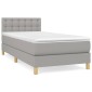 vidaXL Κρεβάτι Boxspring με Στρώμα Ανοιχτό Γκρι 90x190 εκ. Υφασμάτινο