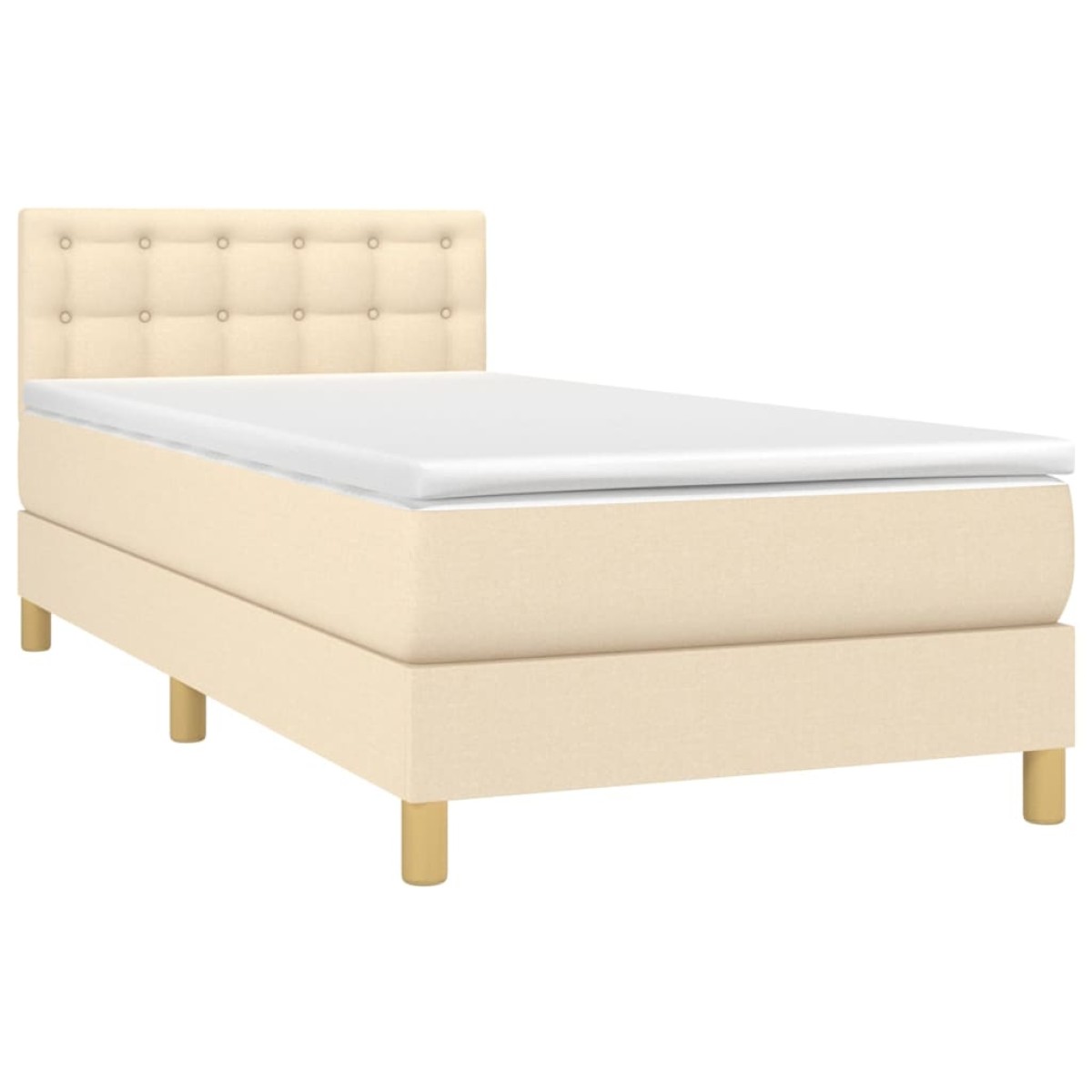 vidaXL Κρεβάτι Boxspring με Στρώμα Κρεμ 100 x 200 εκ. Υφασμάτινο