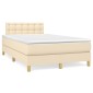 vidaXL Κρεβάτι Boxspring με Στρώμα Κρεμ 120x200 εκ. Υφασμάτινο