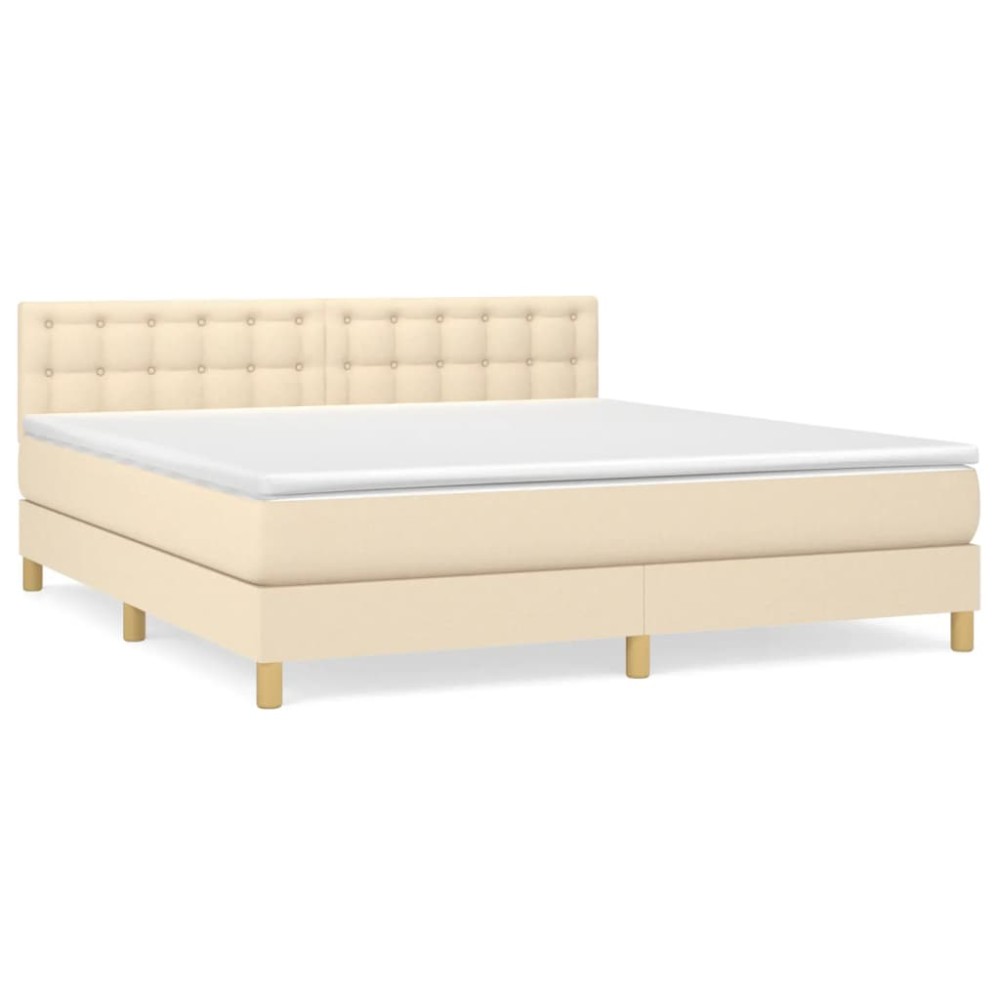 vidaXL Κρεβάτι Boxspring με Στρώμα Κρεμ 160x200 εκ. Υφασμάτινο