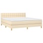 vidaXL Κρεβάτι Boxspring με Στρώμα Κρεμ 160x200 εκ. Υφασμάτινο
