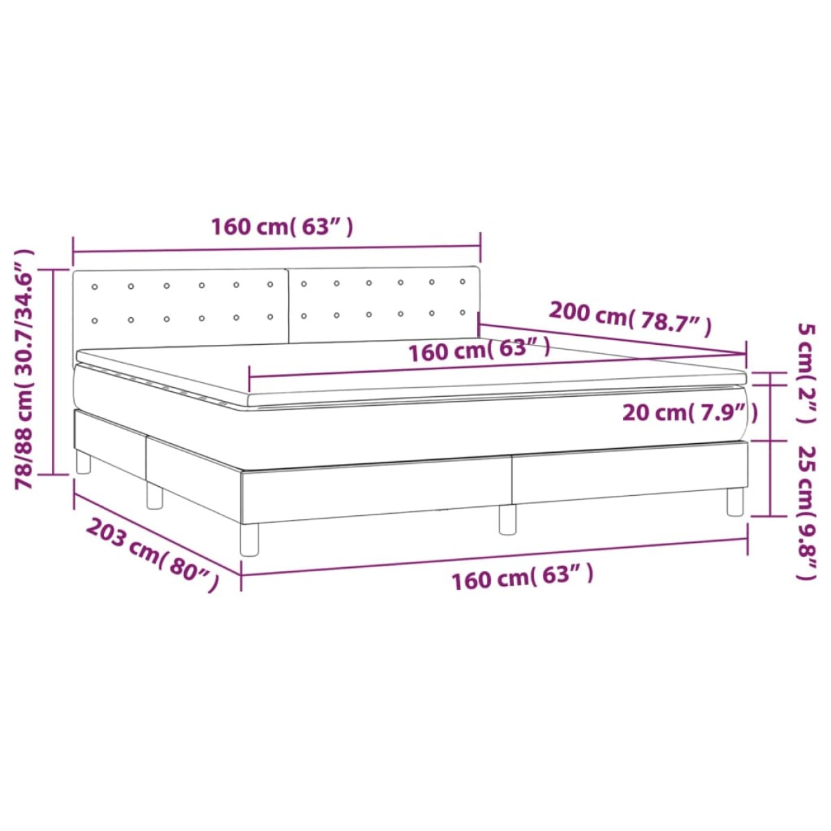 vidaXL Κρεβάτι Boxspring με Στρώμα Κρεμ 160x200 εκ. Υφασμάτινο