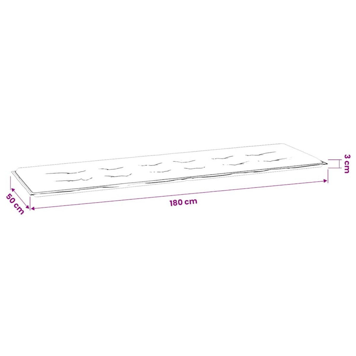 vidaXL Μαξιλάρι για Παγκάκι Κήπου Γκρι Καρό 180x50x3 εκ. Υφασμάτινο