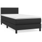 vidaXL Κρεβάτι Boxspring με Στρώμα Μαύρο 90x200εκ. από Συνθετικό Δέρμα