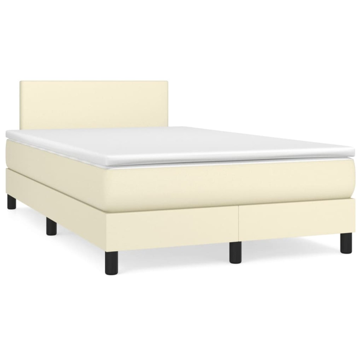 vidaXL Κρεβάτι Boxspring με Στρώμα Κρεμ 120x200εκ. από Συνθετικό Δέρμα