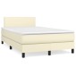 vidaXL Κρεβάτι Boxspring με Στρώμα Κρεμ 120x200εκ. από Συνθετικό Δέρμα