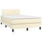 vidaXL Κρεβάτι Boxspring με Στρώμα Κρεμ 120x200εκ. από Συνθετικό Δέρμα