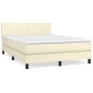 vidaXL Κρεβάτι Boxspring με Στρώμα Κρεμ 140x190εκ. από Συνθετικό Δέρμα