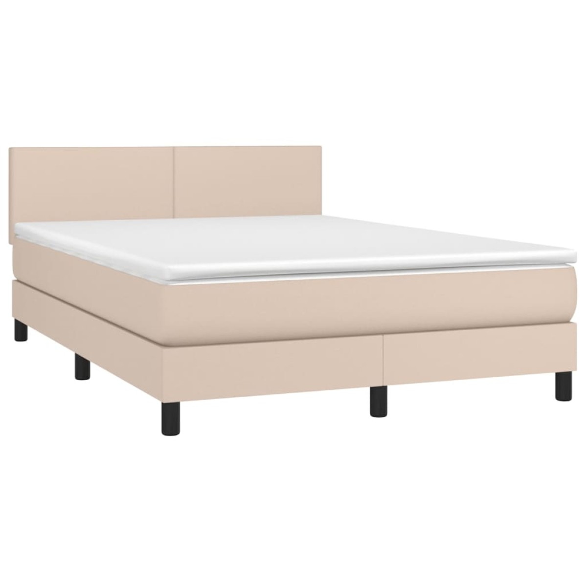 vidaXL Κρεβάτι Boxspring με Στρώμα Καπουτσίνο 140x190εκ.από Συνθ.Δέρμα