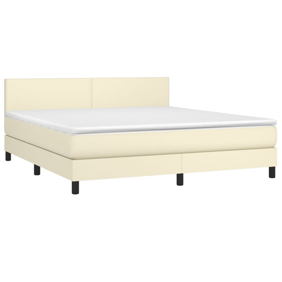 vidaXL Κρεβάτι Boxspring με Στρώμα Κρεμ 180x200 εκ. Συνθετικό Δέρμα